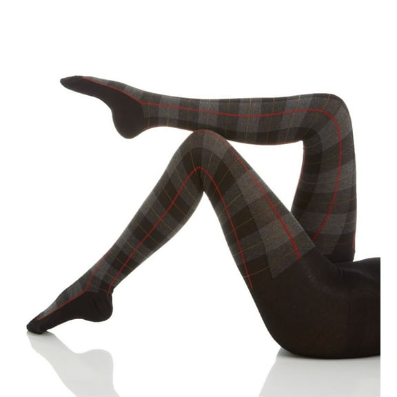 Women's MeMoi MO-392 Tartan Plaid Sweater Tights (Black Plaid L/XL)