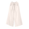 thumbnail image 3 of Women's Plus Size Loose Fit High Empire Waist Solid Color Polyester Wide Leg Sweatpants ,Beige, 3 of 3