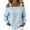 Light blue, variant on T-Shirt Women Cold Shoulder Buckle Strap Denim Long Sleeve Off Shoulder Casual Blouse Tops