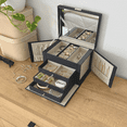 thumbnail image 2 of Hives & Honey Adult Black Demi Locking Jewelry Case - 3-Drawer Organizer with Mirror, 2 of 13