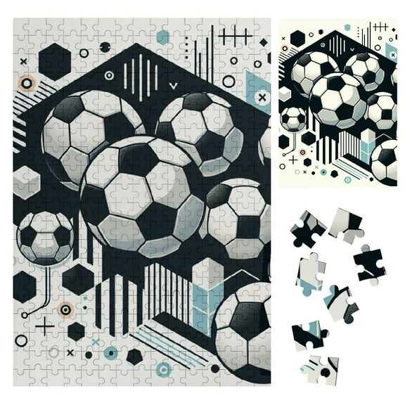 BCIIG Soccer Balls Wooden Jigsaw Puzzle Vertical Challenging Difficult Wood Puzzles for Adults, Wooden Gift for Family Friends 300PCS