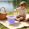 thumbnail image 6 of Collapsible Silicone Bucket,1.3 Gallon Portable Outdoor Travel Bucket,Bathroom Cleaning Supplies Square Bucket for Cleaning,Purple, 6 of 7