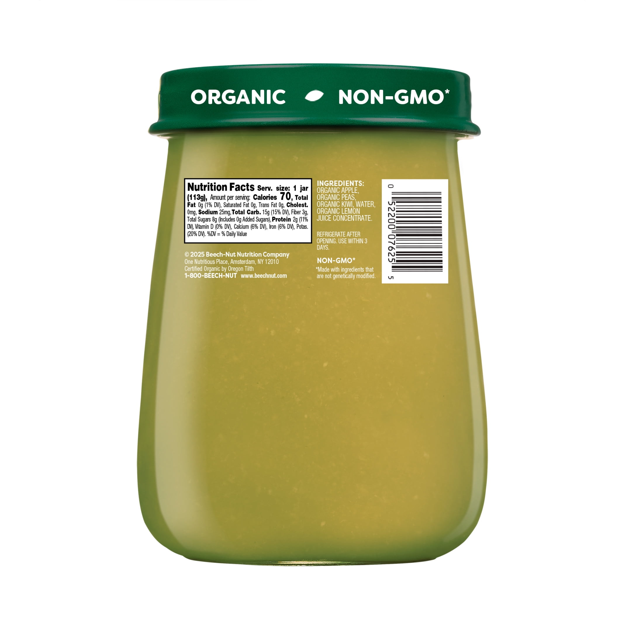 Beech-Nut Organics Stage 2 Organic Baby Food, Apple Pea & Kiwi, 4oz Jar