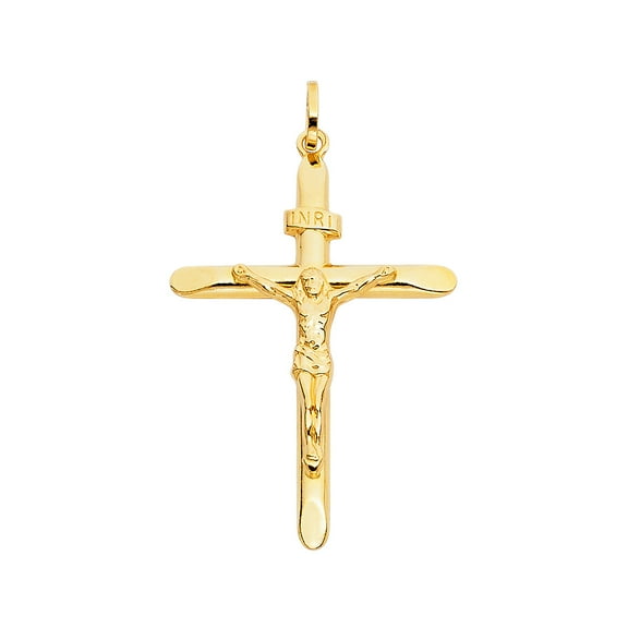 Gold 14K Yellow Religious Crucifix Pendant For Necklace or Chain