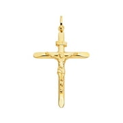 Gold 14K Yellow Religious Crucifix Pendant For Necklace or Chain
