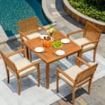 thumbnail image 7 of Devoko 5 PCS Acacia Wood Patio Furniture Set Square table and Chairs with Cushions for 4 People,Burlywood, 7 of 7