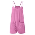 thumbnail image 5 of Loose Fit Solid Color Overalls,Women Overall Shorts Summer Rompers Baggy Overalls Short with Pockets, 5 of 5