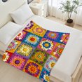 thumbnail image 3 of Cozy 60"x80" Throw Blanket - Ultra-Soft & Lightweight Throw for Sofa, Bed or Travel, Perfect for Chilly Nights, Movie Time & Relaxation, Wrinkle-Resistant, Patchwork of Colorful Floral, 3 of 5