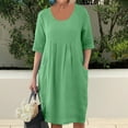 thumbnail image 1 of Puntoco Vestido Casual Suelto De Moda Para Mujer Vestido Recto De Color Sólido Con Bolsillo Y Cuello Redondo Vestido De Longitud Media Vestido De Cuello Redondo De Manga Corta Verde Xxxl, 1 of 5