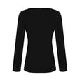 thumbnail image 3 of TQWQT Womens Long Sleeve Shirts Fall Black Shirts Slim Fit Y2k Tops Plain Shirt Trendy Crop Tops Square Neck Tshirt Women Tops Teen Girls Winter Clothes XS, 3 of 6