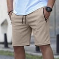 thumbnail image 2 of Besolor Men Running Shorts Casual Loose Drawstring Elastic Waist Wide Leg Summer Workout Short Pants with Zipper Pockets(XX-Large,Khaki), 2 of 5