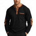 thumbnail image 2 of ZyeKqe Long Sleeve Tops for Men Button Front Crewneck Breathable Golf Business Casual Shirts with Pocket, 2 of 3
