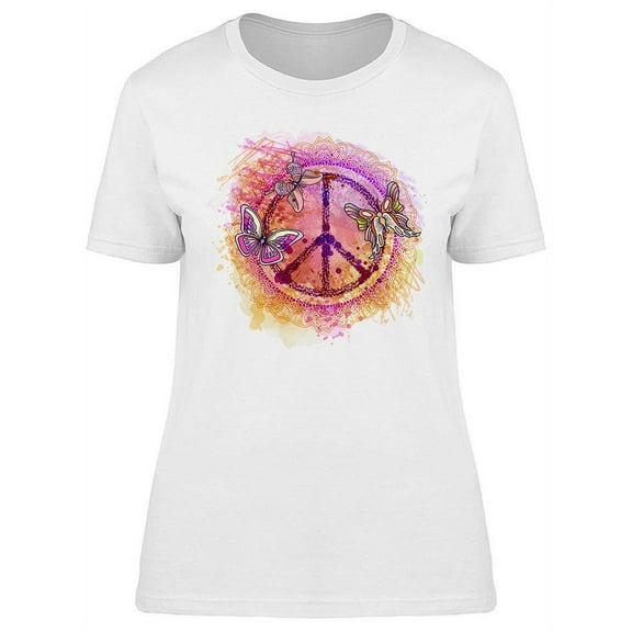 Peace Hippie Symbol Design T-Shirt Women -Image by Shutterstock, Female x-Large