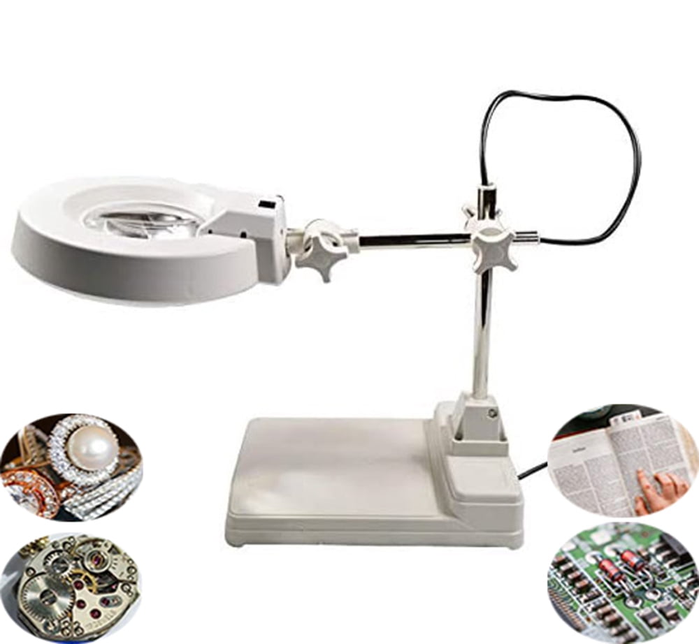 INTBUYING Benchtop Magnifier Lamp 20X Magnification Reading Working Crafts Workbench Repair Tool Foldable