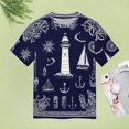 thumbnail image 4 of Nautical Icons Set-2 Womens Tops Women's Fashion Casual Short Sleeve Flower Print Round Neck Pullover Top Blouse, 4 of 7