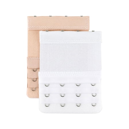 2pcs Bra Strap Extenders Set 3 Rows 2 Hooks/3 Hooks/4 Hooks Elastic Bra Hook Extensions Apricot and White 4-hooks