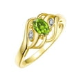 thumbnail image 5 of RYLOS Rings for Women 14K Gold Plated Silver Ring Classic Style Birthstone Ring 6X4MM Gemstone &  Diamonds August Peridot Jewelry for Women Size 9, 5 of 7