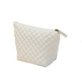 thumbnail image 3 of breaise Puffer Quilted Makeup Bag with Handle, Cute Puffy Cotton Cosmetic Bags for Women, Checkered Toiletry Zipper Pouch, Travel Essentials Storage Organizer Clutch Pouches Pencil Case, 3 of 3