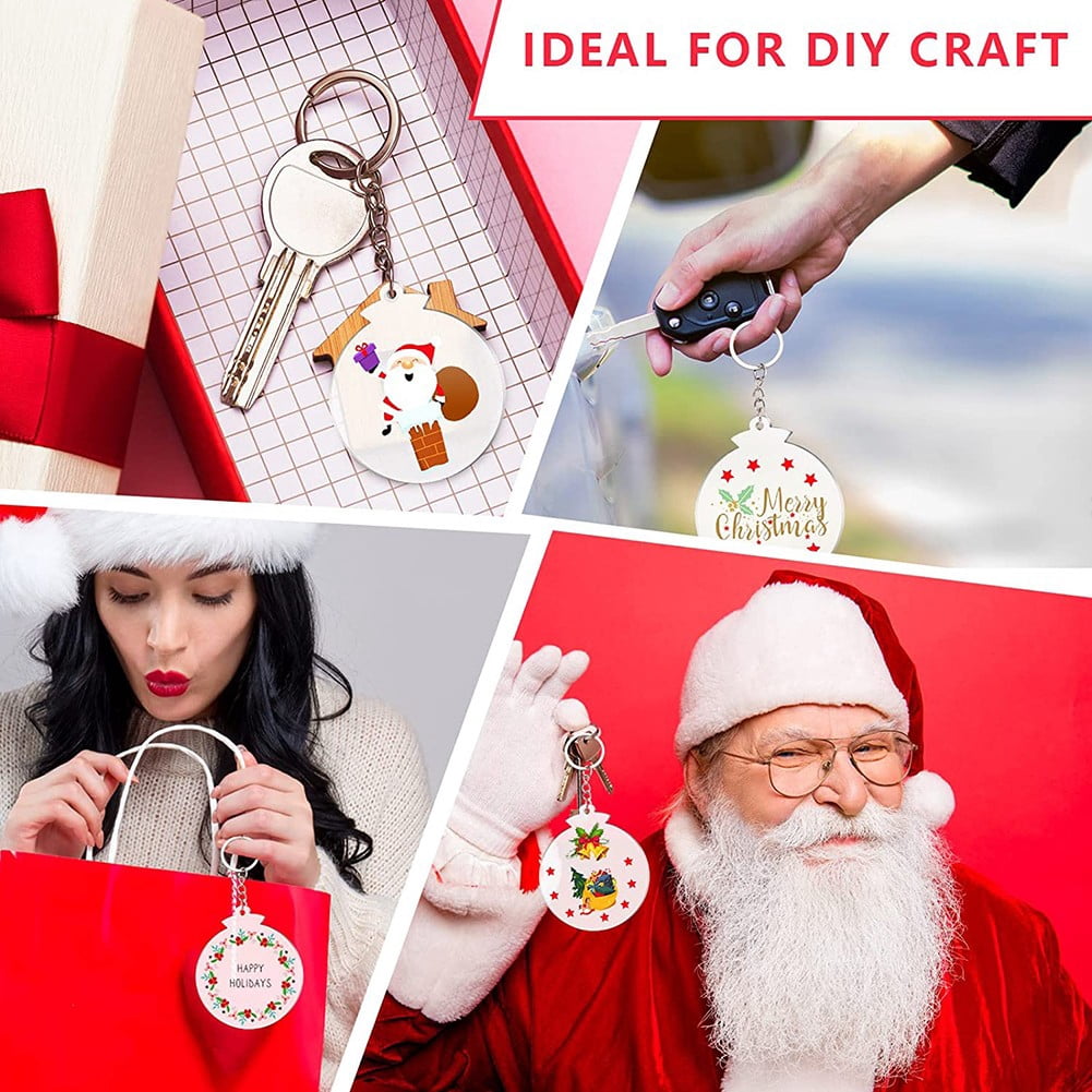 Home Decor 30Pcs Clear Acrylic Round Diy Craft Christmas Tree Decor Pendant Set with Ribbon
