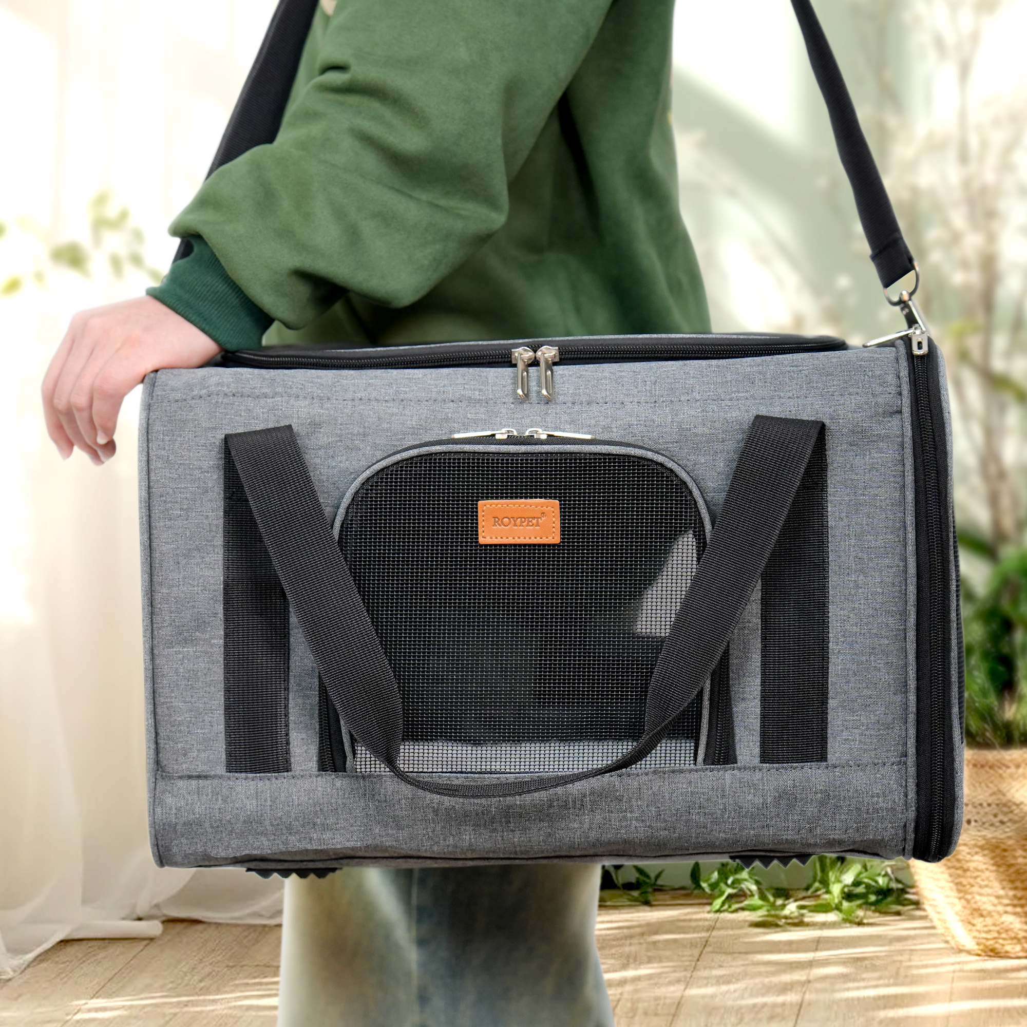 Roypet Airline Approved Soft-Sided Pet Carrier, Gray photo 4