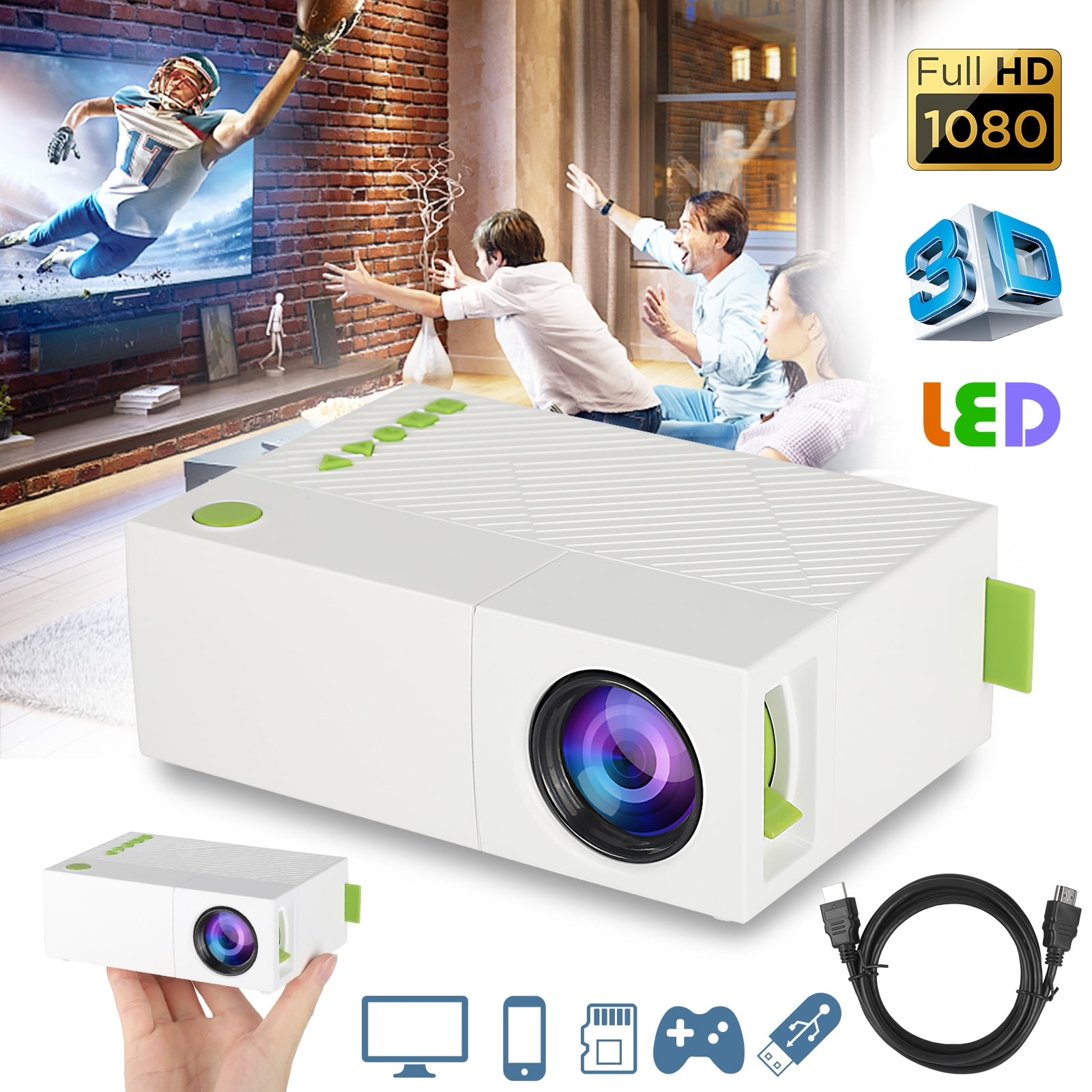 Mini Projector, Portable Video Projector, Full HD 1080P 60¡± Display
