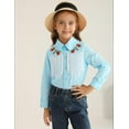 thumbnail image 3 of Fdqin Girls Western Shirt Floral Embroidered Cowgirl Shirts for Girls Long Sleeve Collared Retro Cowgirl Costume Cute Casual Blouses Blue 4-5 Years, 3 of 7