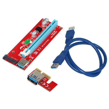 VER007S 0.6M PCI-E 1X to 16X Riser Card Extender PCI Express Adapter USB 3.0 Cable 15Pin Professional SATA Power Supply for Bitcoin Mining Miner Machine (Best Usb Litecoin Miner)