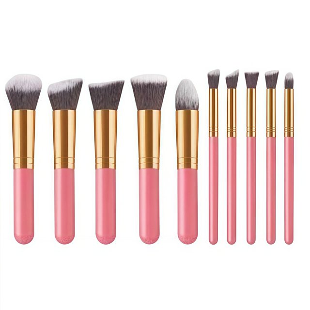 Set de 10 pinceles para base de maquillaje, adecuado para todo tipo de pieles, entre los utensilios de belleza.