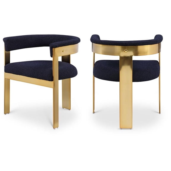 Pemberly Row Contemporary Navy Boucle Fabric Dining Chair (Set of 2)