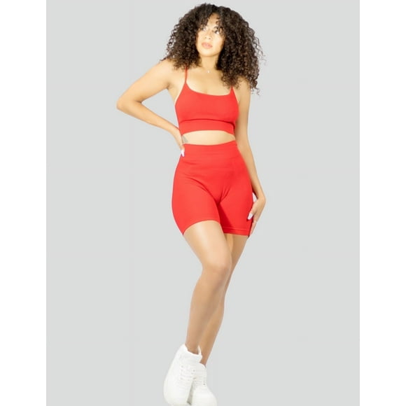 Conjunto Deportivo Mujer Short Biker Top Stretch Fit Push Up