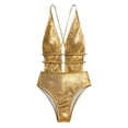 thumbnail image 5 of GEWSEY One Piece Swimsuit Women 2026 Monokini Swimwear Plunge Tummy Control Bathing Suit Textured High Cut Backless Beachwear (Gold, M), 5 of 9
