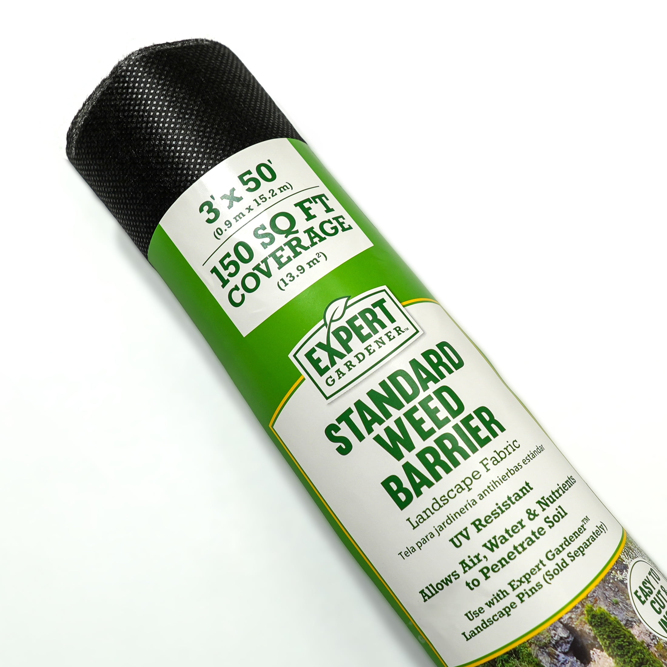 Expert Gardener 3' x 50' Black Weed Barrier Fabric with UV Protection, 3 feet Wide and 50 feet Long