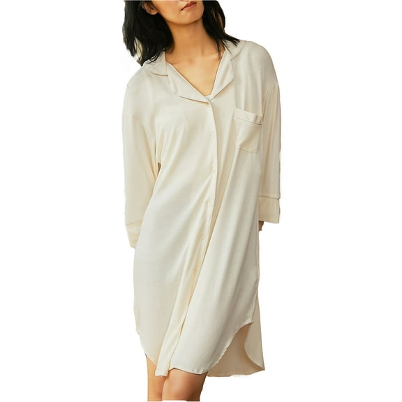 Richie House Ladies Women's Nightie Button Shirt Nightdress Cover Up Tops Pyjama RHW2919-A-M