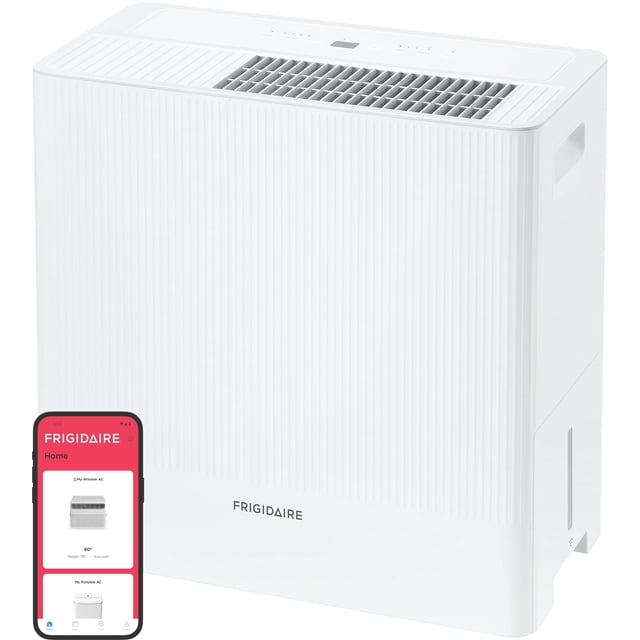 Deshumidificador portátil Frigidaire de 50 pintas con Wi-Fi blanco
