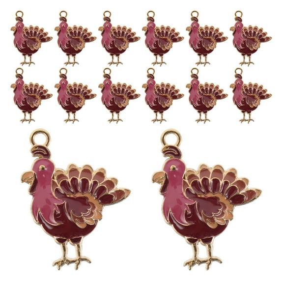 OUNONA 24Pcs Tsgiving Turkey Charms Alloy Pendants for Jewelry Making and Fall DIY Decoration Crafts