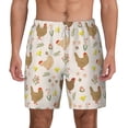 thumbnail image 2 of Picia Chicken Family pattern Mens Swim Trunks with Compression Liner Stretch Beach Shorts Quick Dry with Zipper Pockets No-Chafing Board Shorts-Small, 2 of 9