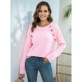 thumbnail image 6 of Women’S Casual Knitted Pullover Sweaters Long Sleeve Crew Neck Jumper Tops Pink S, 6 of 9