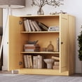 thumbnail image 4 of Palace Imports 100% Solid Wood 3-shelf Bookcase with Adjustable Shelves and Solid Doors, Yellow, 4 of 5