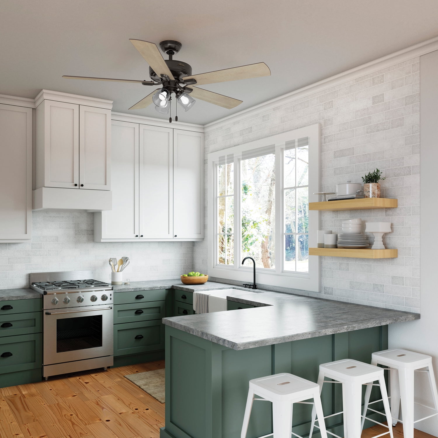 Hunter Allendale Brushed Nickel Ceiling Fan Shelly Lighting