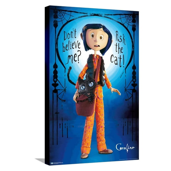 Coraline - Coraline And The Cat Canvas Wall Poster, 14.725" x 22.375"