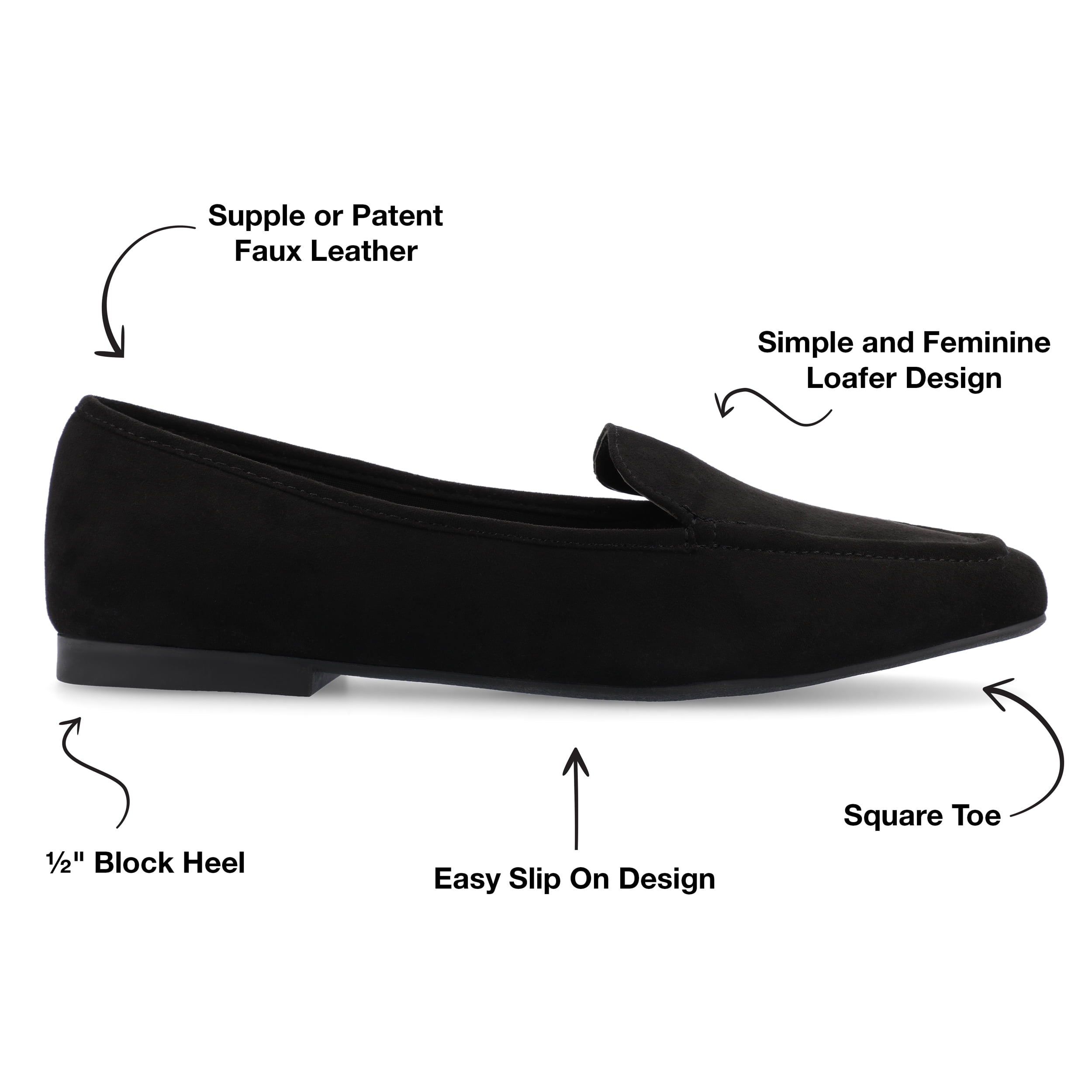 Journee Womens Tullie Slip On Square Toe Loafer Flats, Widths Available