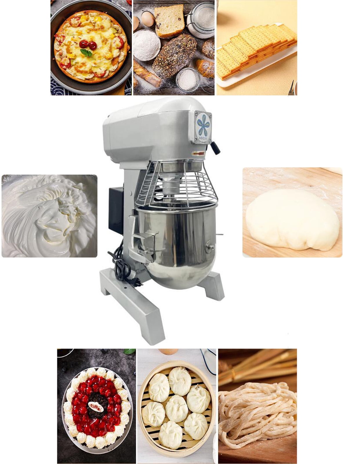 Food Flour Mixer 3 Speed 10L Bakery Cream Blender Stuffing Stirrer Dough  Maker