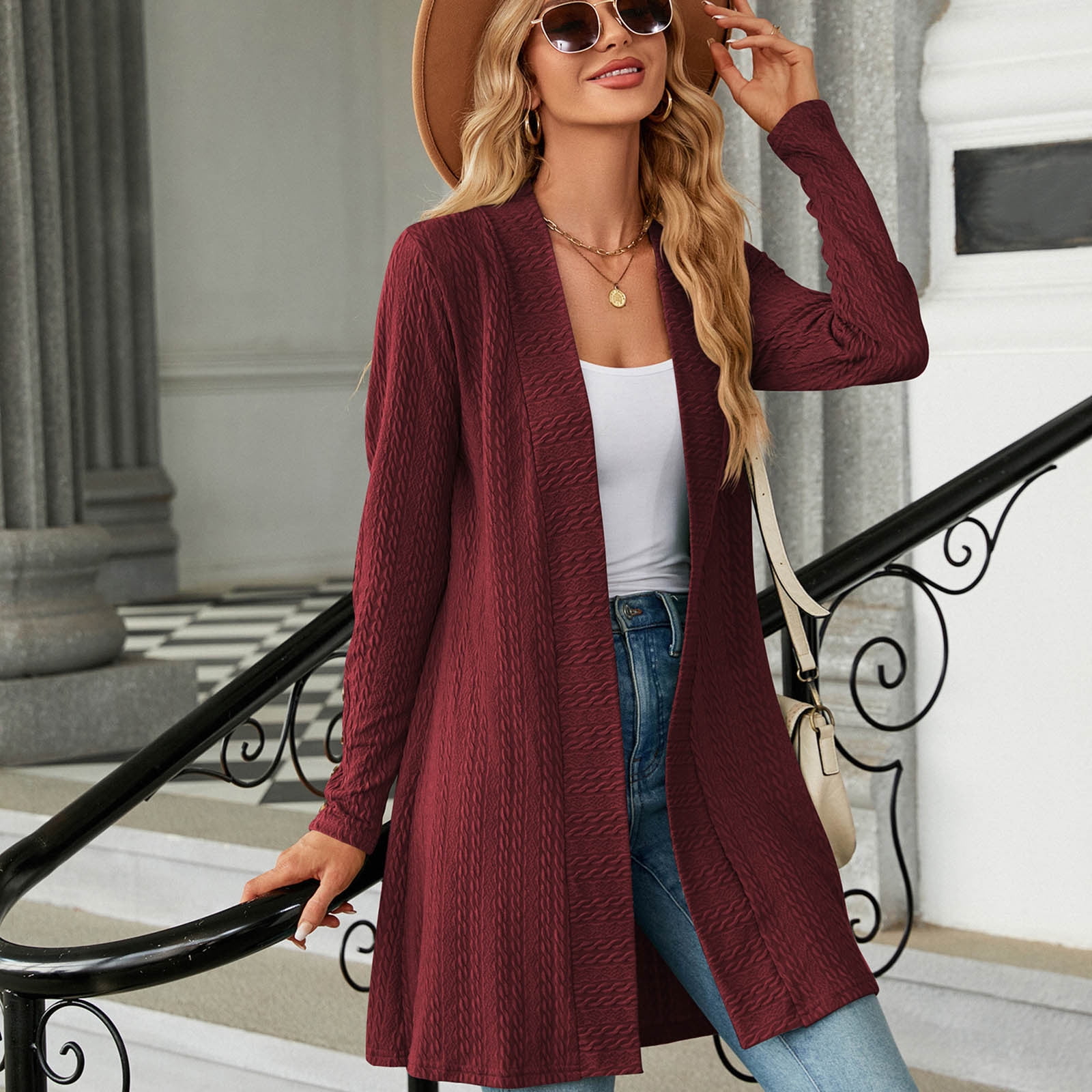 Bnwani Womens Sweater Cardigan Slim Fall Loose Long Sleeve