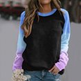 thumbnail image 2 of Towmus Women's Regular-Fit Long-Sleeve Crew Neck Fall Casual Color Block Sweatshirts for Women Solid Color Basic Tops, 2 of 6