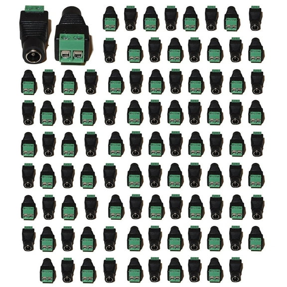 100 pcs Cat5/6 Cable Female DC Jack Connector with Screw Terminal 5.5mm x 2.1mm