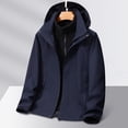 thumbnail image 2 of UVEASISHA Mens 3 in 1 Rain Jackets Big and Tall Waterproof Windbreaker Outdoor Lightweight Hooded Raincoat with Removable Fleece Liner Lighten Sales of The Day Navy XXXL, 2 of 8