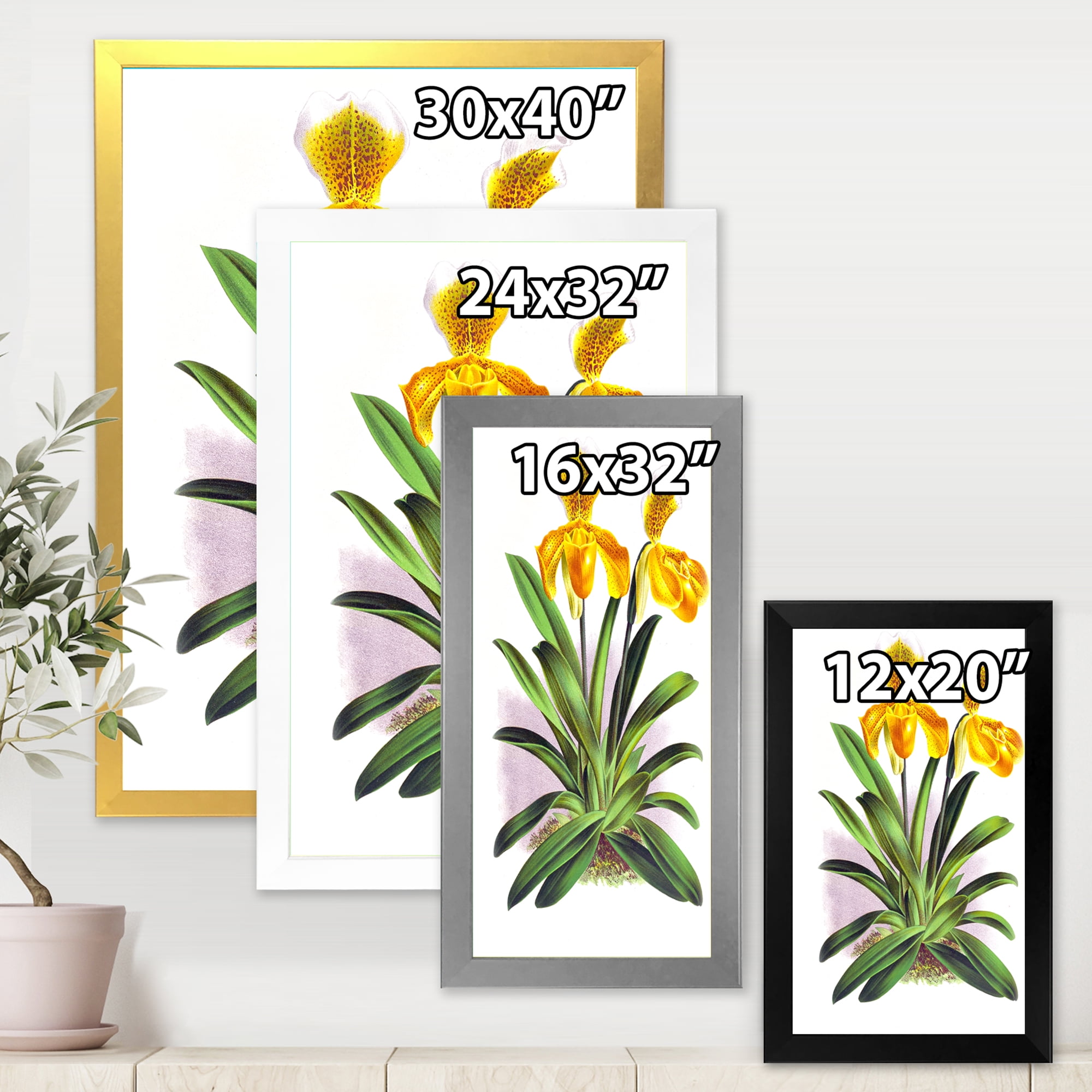Designart 'Yellow Vintage Orchid' Traditional Framed Art Print