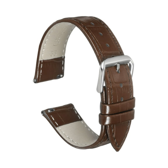 Uxcell Quick Release Leather Watch Band 22mm Embossed Pattern Leather Watch Strap Replacement for Men Women, Brown
