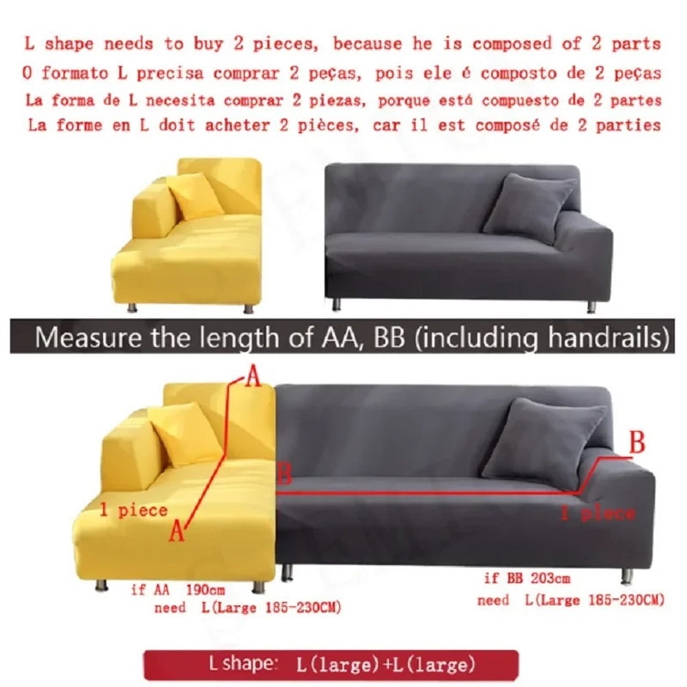 Solid Sofa Cover For Living Room Elastic 1/2/3/4 Seater Sofa Cover Protector L Shaped Corner Sofa Cover