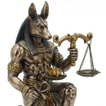 Veronese Design 7 1/4" Kneeling Anubis Holding Scale of Truth and Justice Resin Statue Bronze Finish